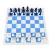 Internationales Schachspiel 95mm König Plastik Schachfiguren 50cm PU Leder Blau Weiß Gitterbrett mit