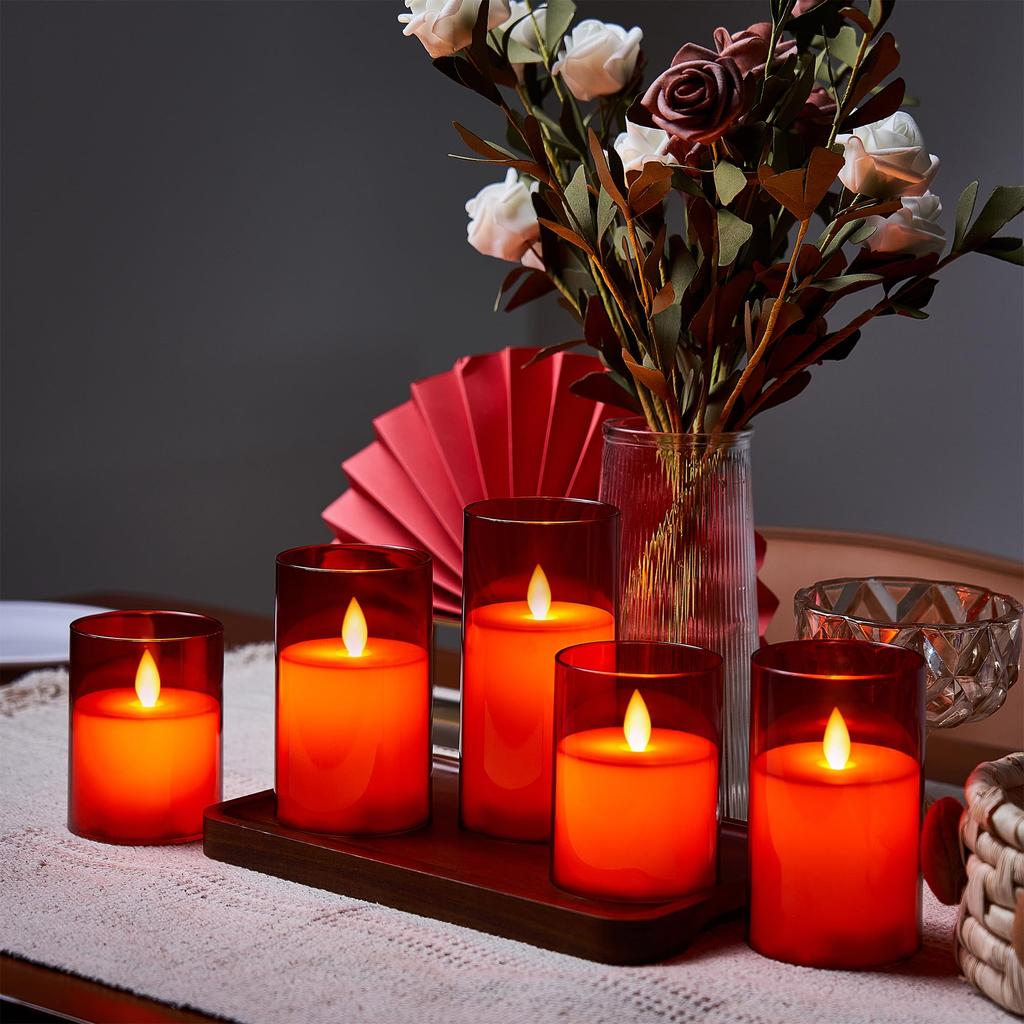 [5-Piece Set] AnnTec LED Candle Lights - These Candle-style LED Candles Come with a Dedicated Remote Control, Adjustable Brightness, Automatic