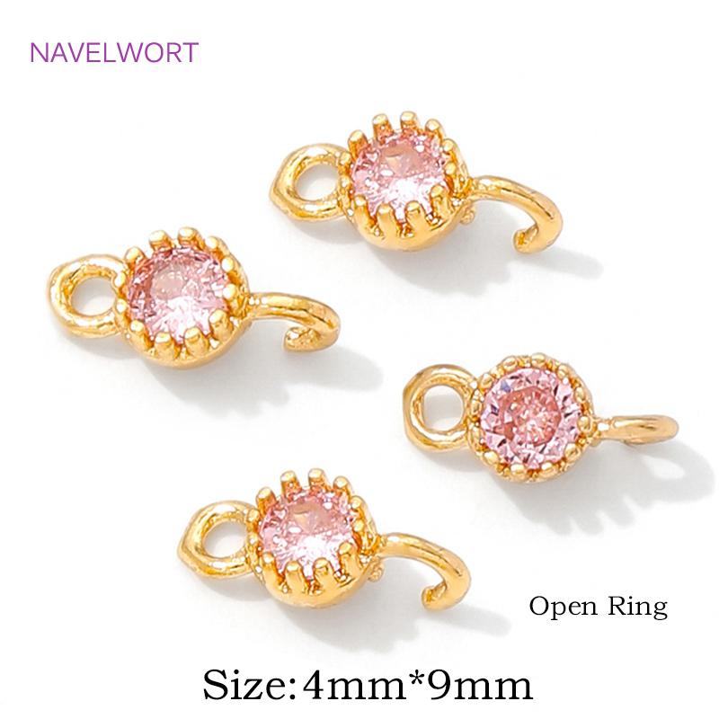 4/8/12Pcs 18K Gold Plated Mini Round Charms Connector For Jewelry,Connector For Bracelet,Inlaid Zircon Charms,DIY Accessories