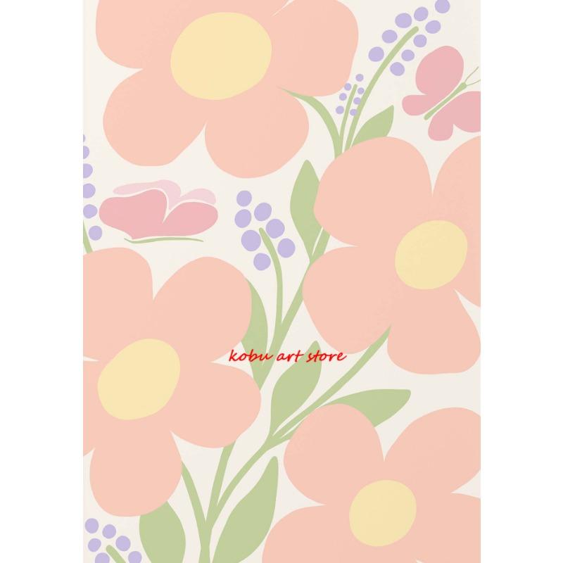 Abstract Danish Pastel Floral Illustration Boho Flower Poster and Print Canvas Painting Wall Art Picture for Living Room Decor