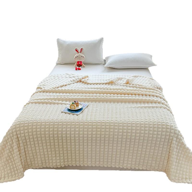 Plaid Faux Fur Rabbit Hair Striped Blanket for Sofa or Office Use