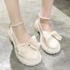 Women Thick Platform Mary Janes Lolita Shoes Party Pumps Summer 2025 New Sandals Bow Chain Shoes Fashion Oxford