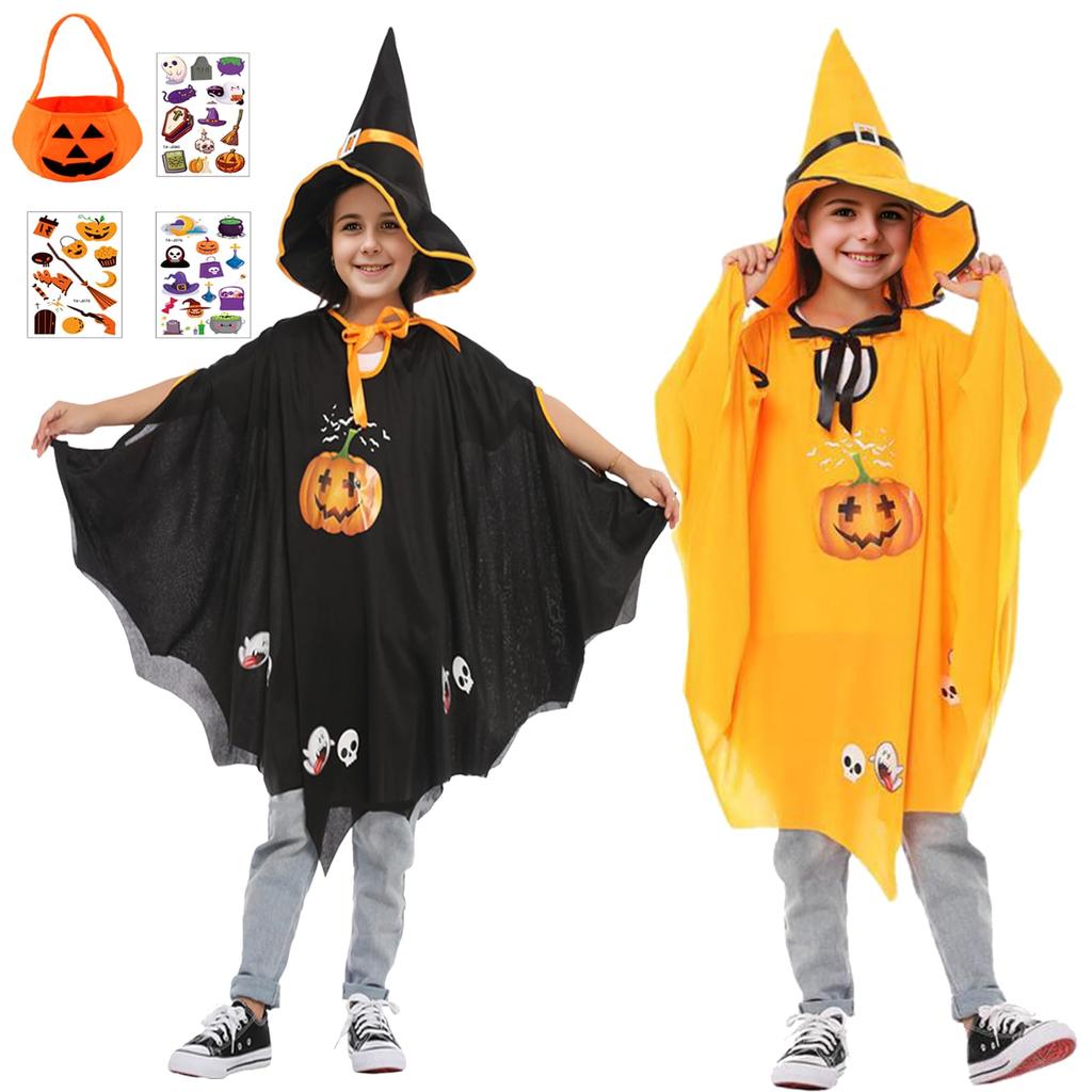 Angenster Halloween Ghost Cosplay Kids Pumpkin Costume, 4-Piece Set for Boys and Girls, Cute Pumpkin Costume for Kids, Events, Parties, Recitals,