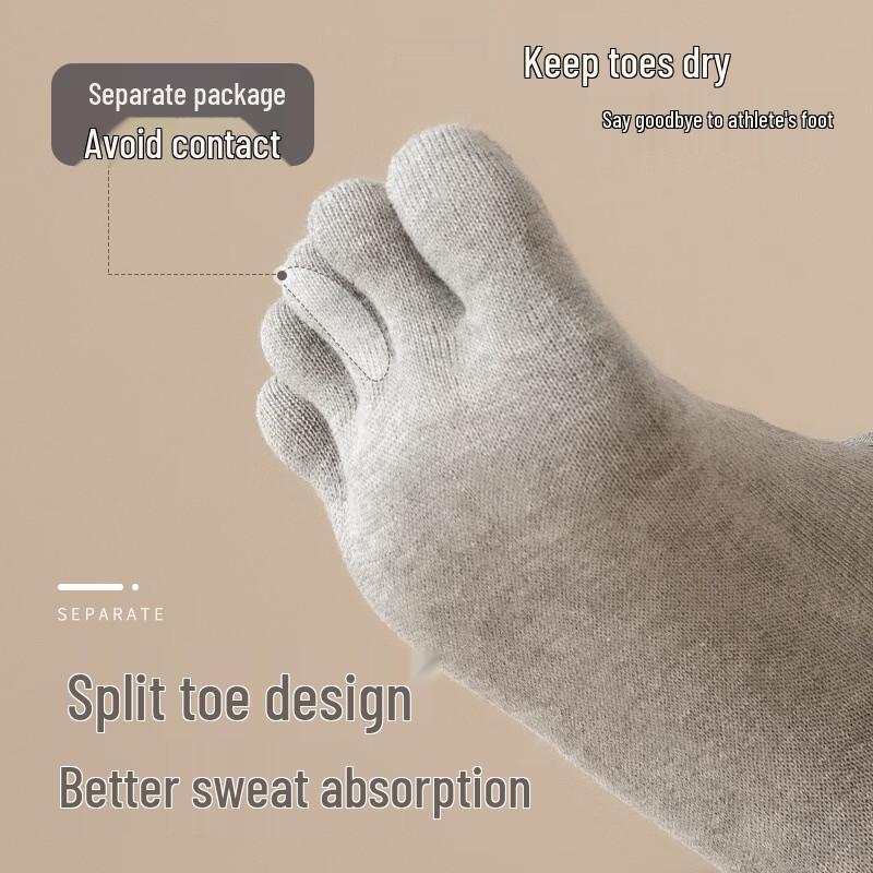 LangSha Women's Summer Thin Anti-Odor Five-Toe Cotton Socks