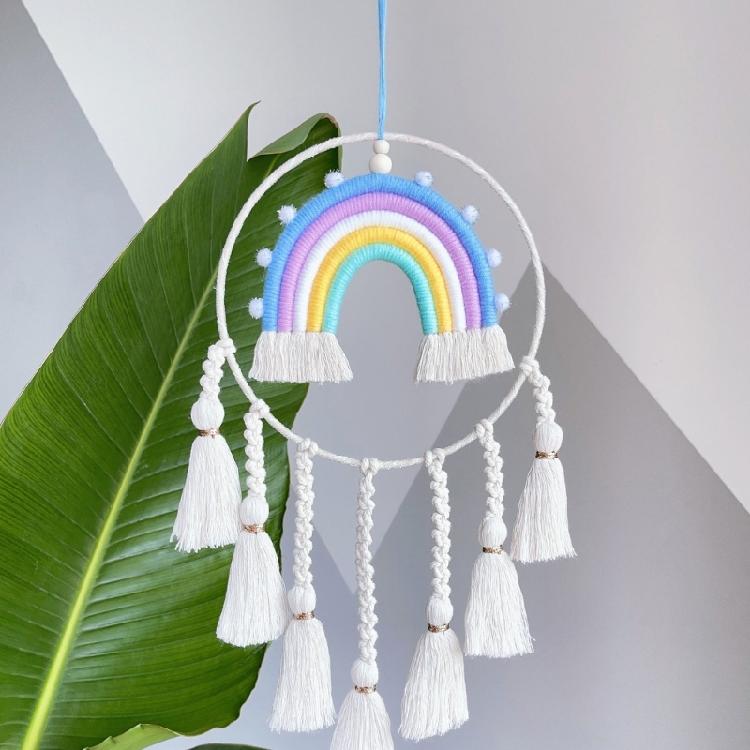 Dormitory Wall Window Handwoven Tassels Sky Rainbow Supplies for Home Office