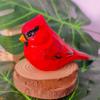 Colorful Fly Bird Sparrow Small Statue Figurine Ornament with Wood Base Art Bird Carving Decor Feather Animal Model Desktop