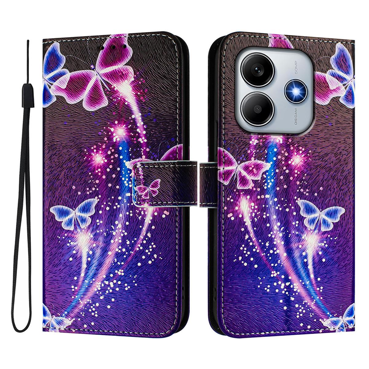 

Для Xiaomi Redmi Note 14 5G Шкіряний Чохол ENKAY Hat-Prince Друк візерунка Слот для карток Підставка Чохол для телефону Fireworks Butterfly