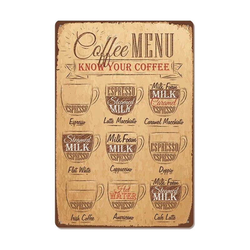 Vintage Fresh Coffee Plaque Metal Tin Sign Retro Drink Coffee Poster Wall Stickers for Cafe Shop Restaurant Home Room Decor