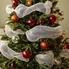 High-Grade White Christmas Tree Decorations with Ribbon for DIY Shop Window Displays and Photography Props