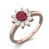 0.94 Cts Oval Ruby Halo Art Deco Solitaire Wedding Women 925 Sterling Silver Ring Rose Vermeil