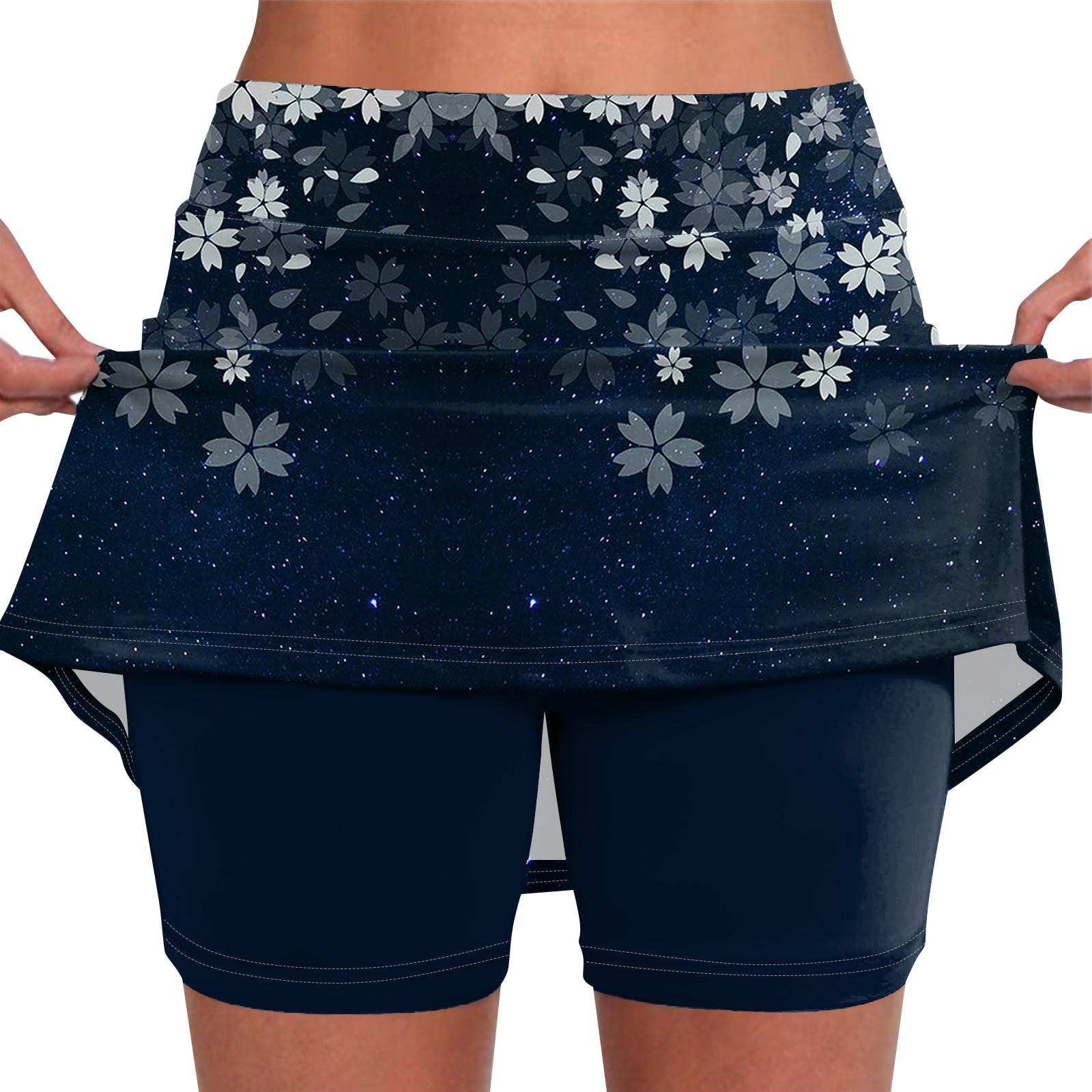 

Женские эластичные брюки для йоги, спортивные шорты с принтом, легкая юбка с высокой талией и карманами XL чёрный