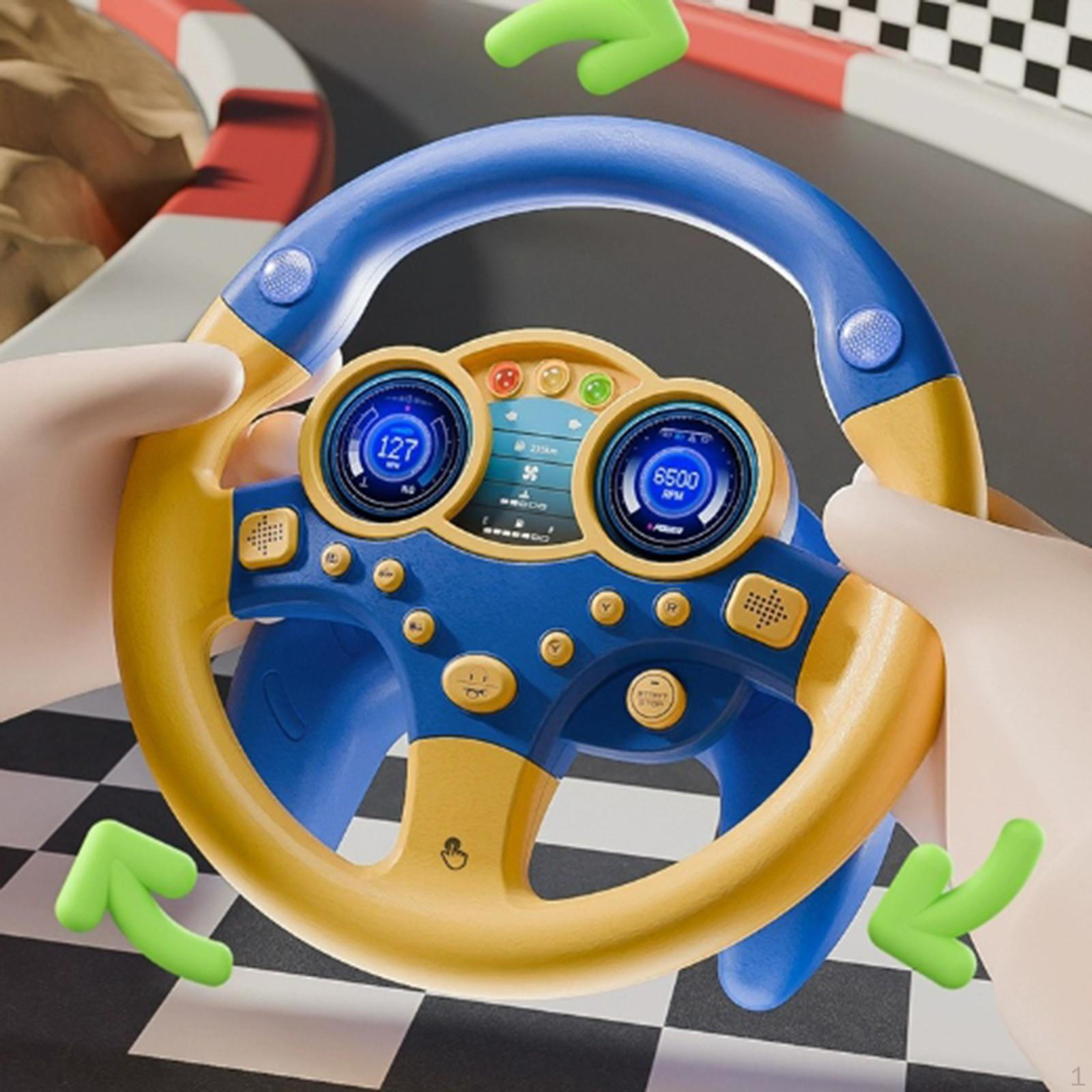 

Electric Learning Wheel Toy Musical Driving Kids Simulator for Party синій