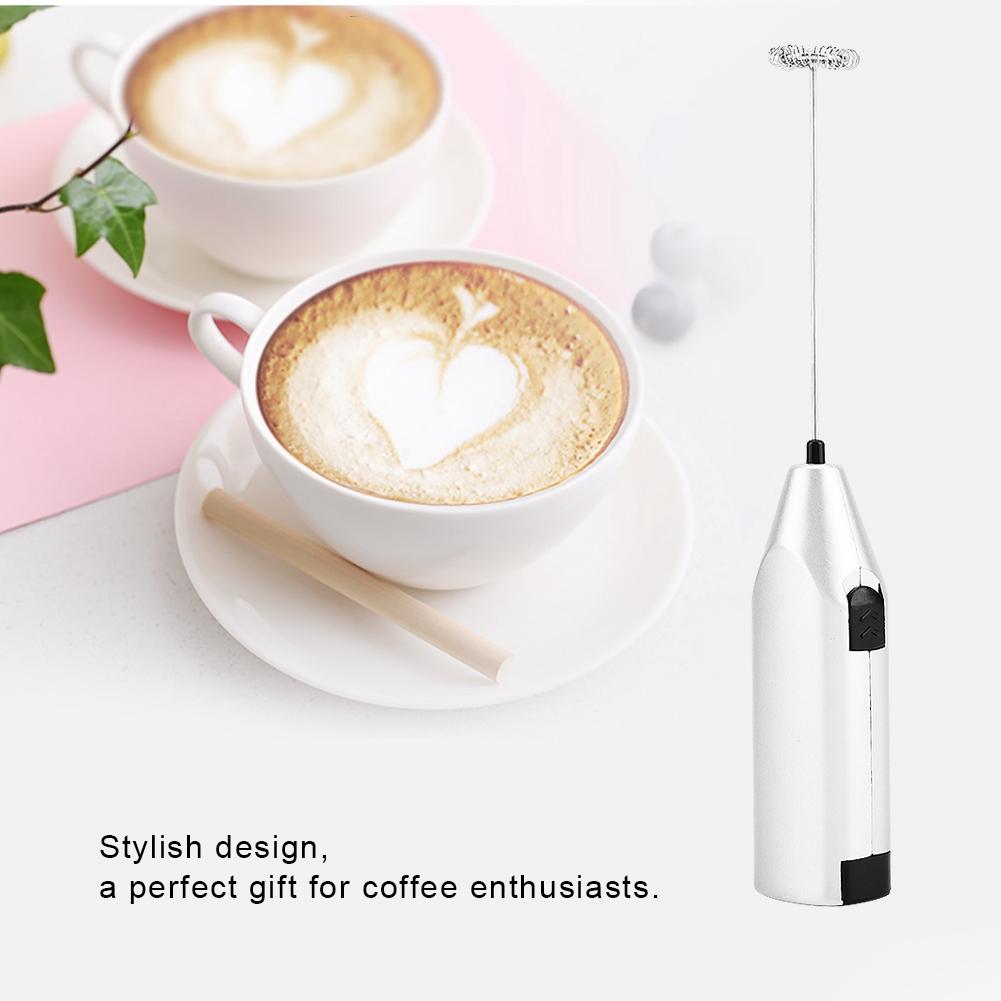 Handheld Milk Frother Electric Foam Maker for Coffee Lattes Eggs Drink Mixer(Silver)