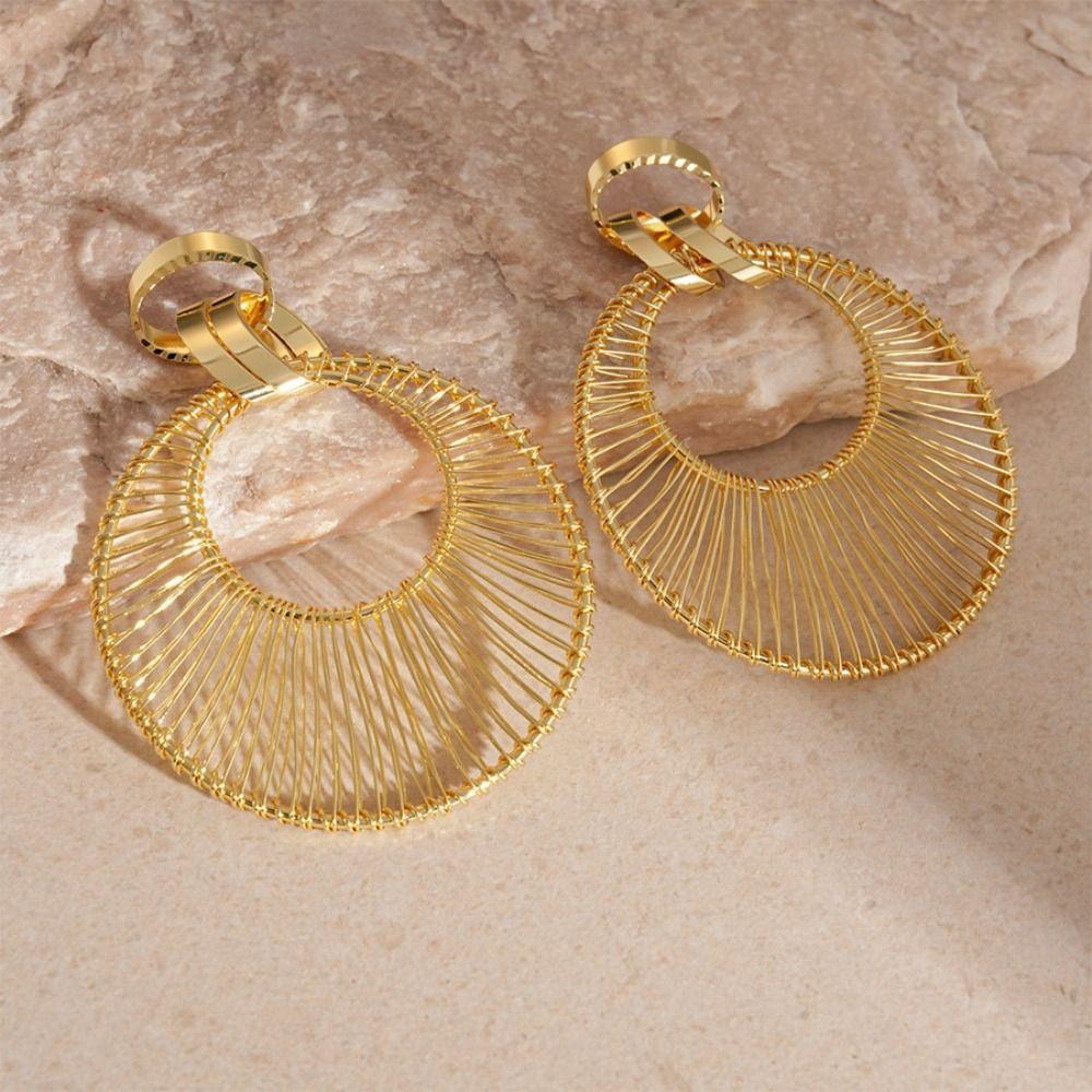 Hollow Out Geometric Earring Drops Textured Exaggerated Eardrop Simple Metal Earrings  Daily