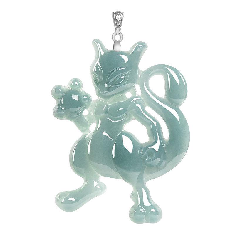 

Jade Blue Ice Pendant S925 Inlaid Gemstone - Unisex Cartoon Design S925 Silver (with Titanium Steel Chain)