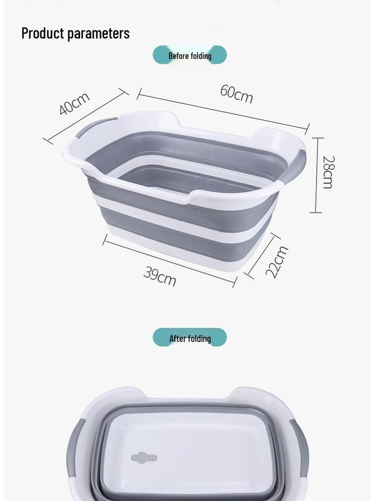 Foldable Pet Cleaning & Laundry Basin - Drainable, Multi-purpose, Storage Basket