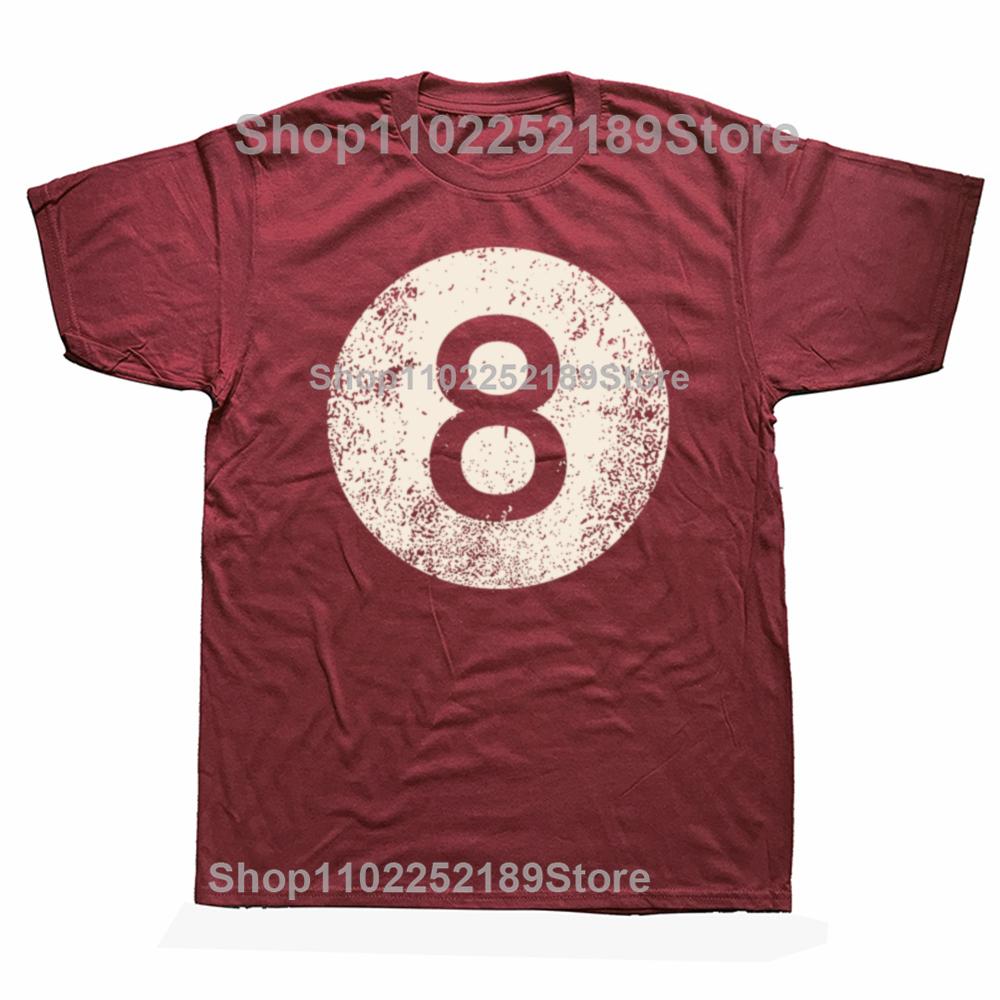 Black Pool Billiard Ball Number 8 Pool 8 Ball Vintage T-shirts Men Fashion Casual Tshirt 100% Cotton Loose Oversized T Shirt