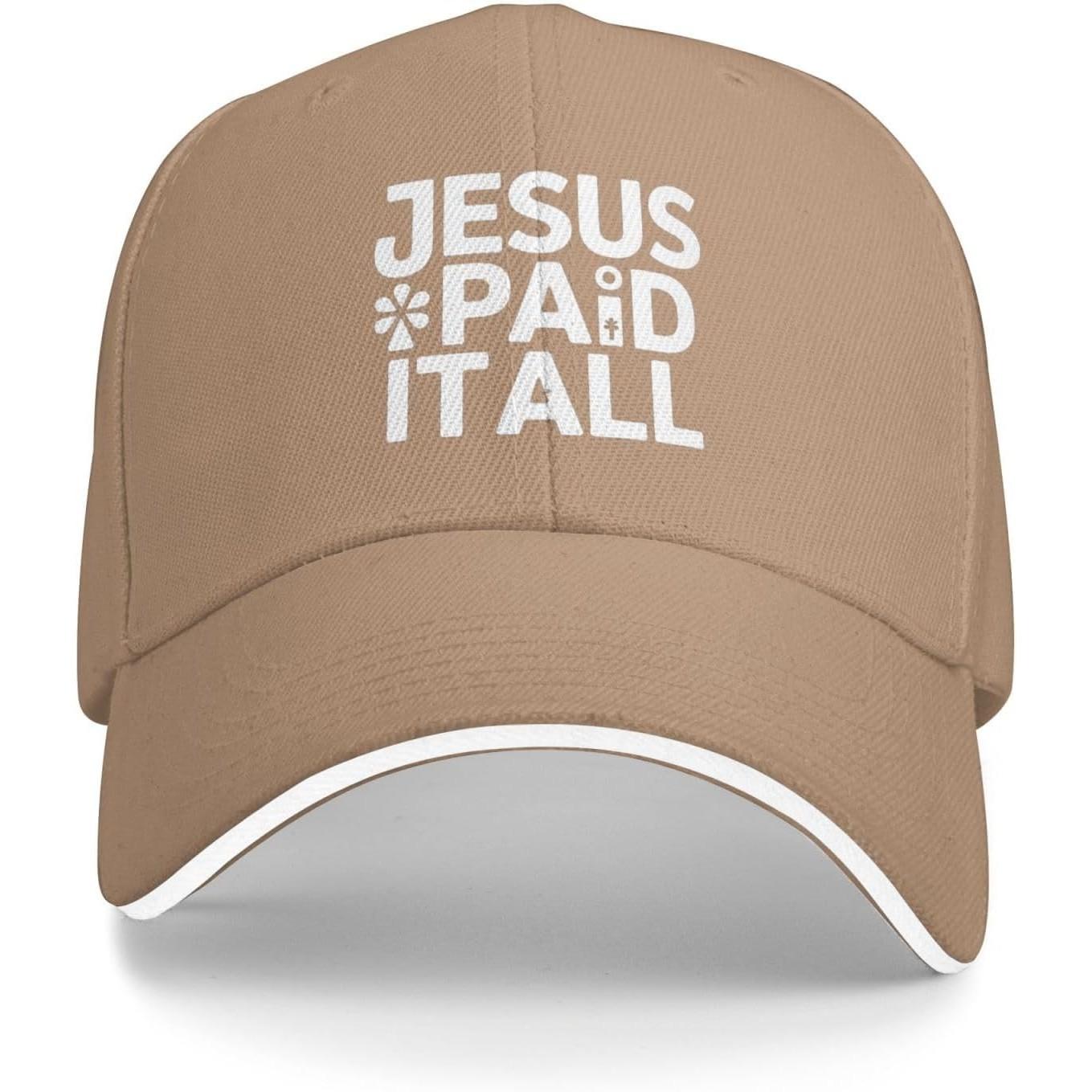 

Jesus Paid It All Baseball Cap Christian Faith Polyester Casual Baseball Cap Unisex Sun Protection Adjustable