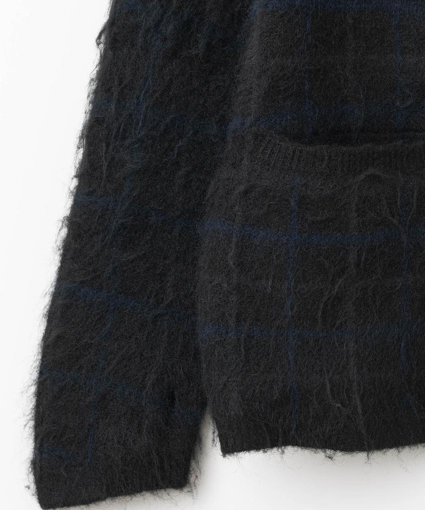 MILLO ARCHIVE Plaid Knit Zip-Up Hoodie [Black]