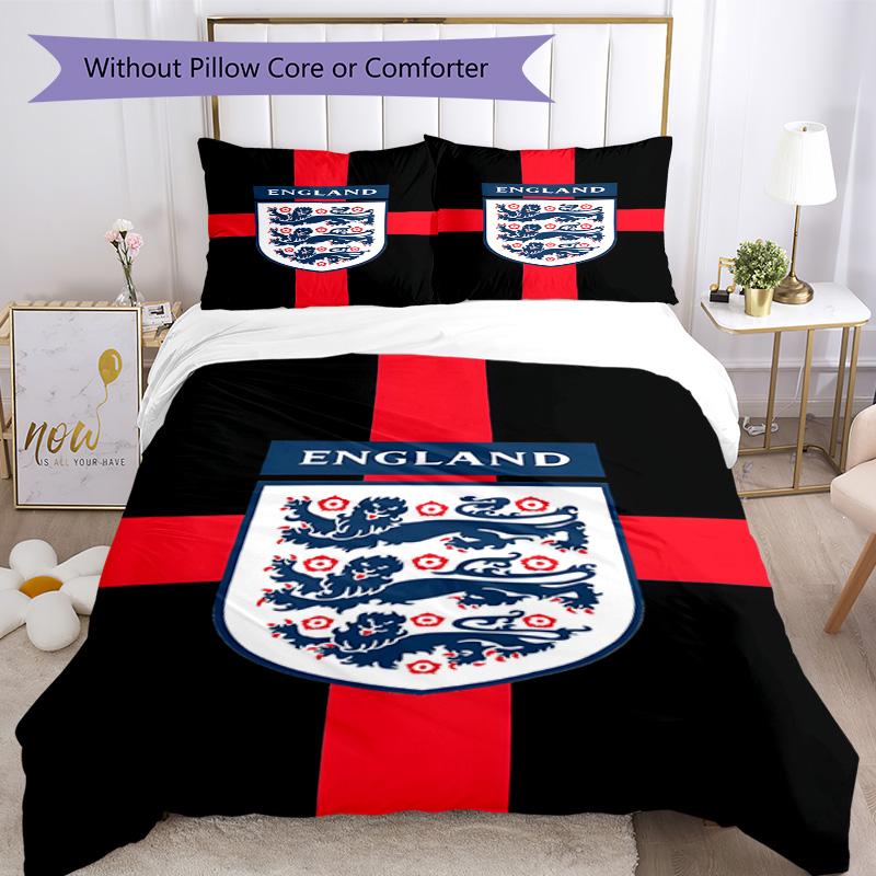 Set Copripiumino con Stampa Stemma Calcio Inghilterra – include 1 copripiumino e 2 federe coordinate Arredo Camera da Letto Regali di Natale