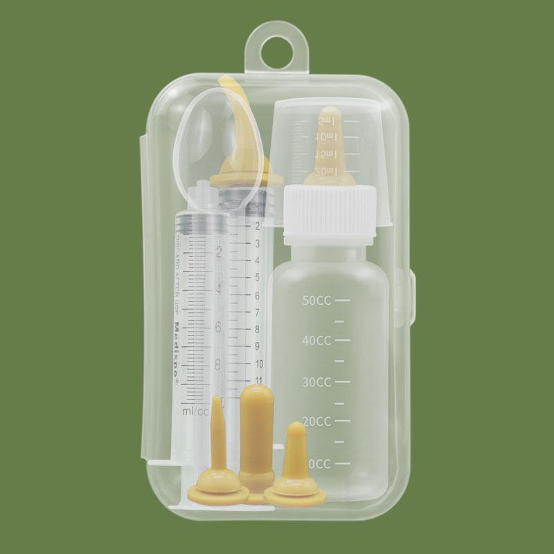 1Set Born Pet Feeding Bottle Kit Pet Medication Dispenser Kitten Feeding Device Feeding Silicone Nipple Born Pet Supplies