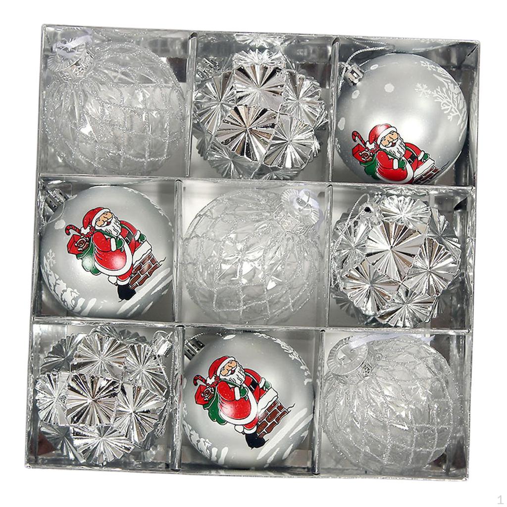 9Pcs Christmas Ball Baubles Xmas Tree Hanging Pendants Party Supplies Decor for Window Yard