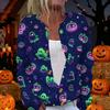 Women's Halloween Print Long Sleeve Knit Cardigan Button Up Sweater Coat Lightweight Comfortable Fit Seasonal Outerwear