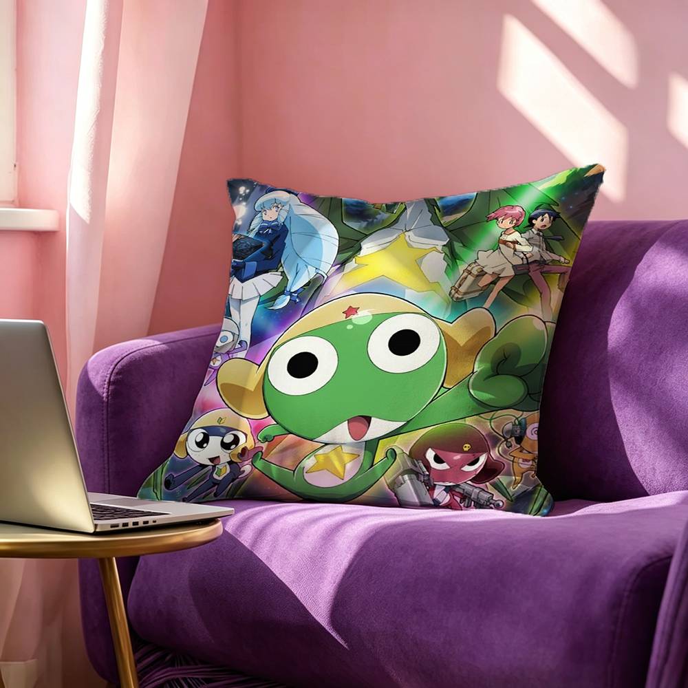 Cute KKeroro Square DoubleSided printed Pillow Case Bedroom Bedside Pillow Sofa Cushion Cover