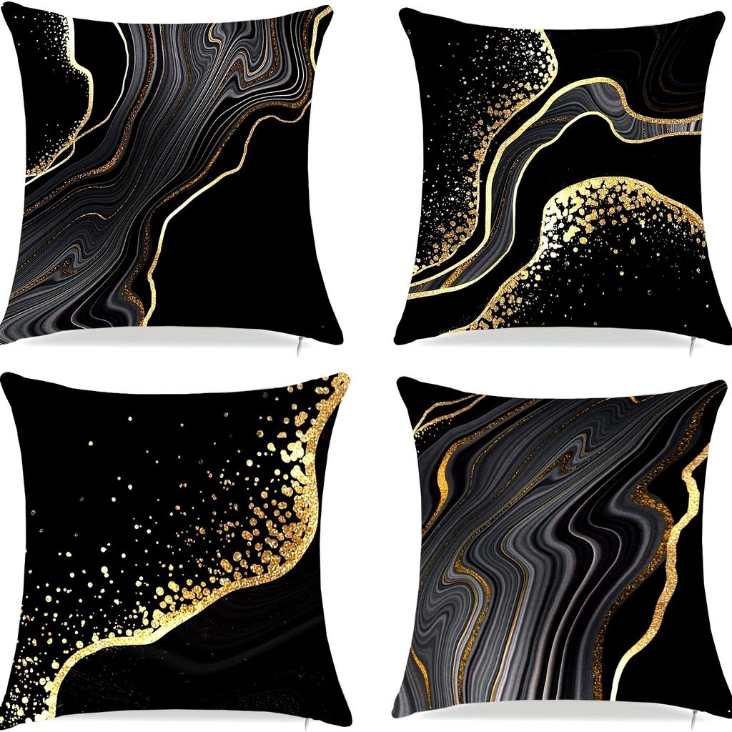 Black Geometric Gold Spots Pillow Cover Ultra Soft Polyester Material Living Room Sofa Back Car Pillow Cover Home Decoration