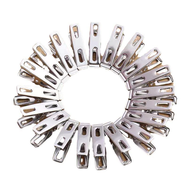 Stainless Steel Multifunctional 1 cm Flat Mouth Clothes Clip - Windproof and Ideal for Drying Socks