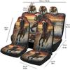 Set Of Car Seat Covers Featuring A Christmas Horse And Sunset Theme, Suitable For Various Vehicles. Stylish And Durable, This Co