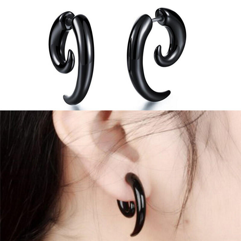 Cool Punk Stud Earrings Rock Men Black Earrings Women Pvc Anti Allergy Earrings