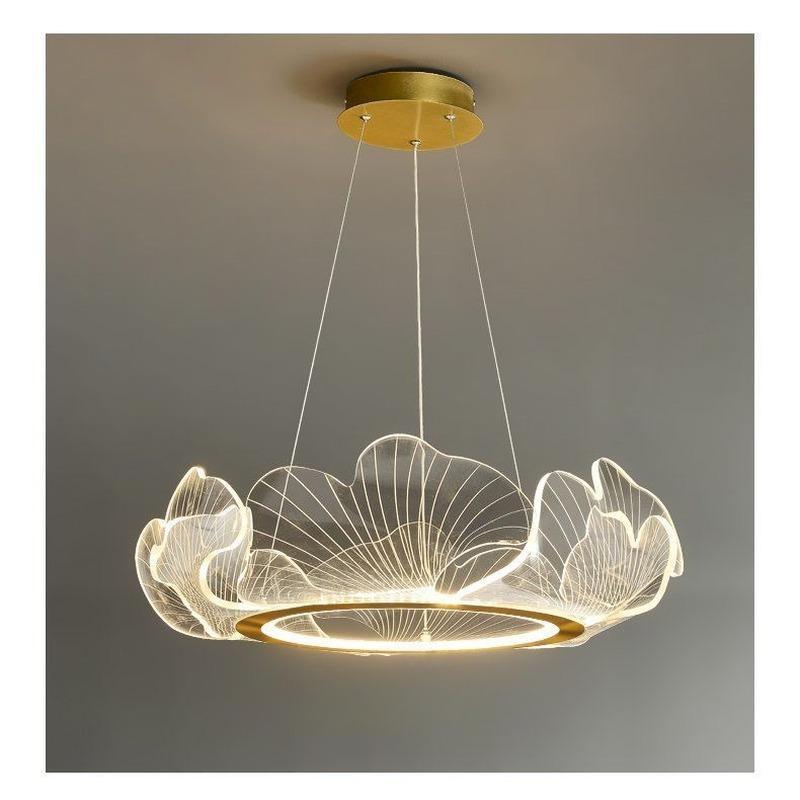 Wohnzimmer-Kronleuchter, moderne Acryl-Ginkgo-Pendelleuchte, LED-Kronleuchter für Esszimmer, Beleuchtungskörper