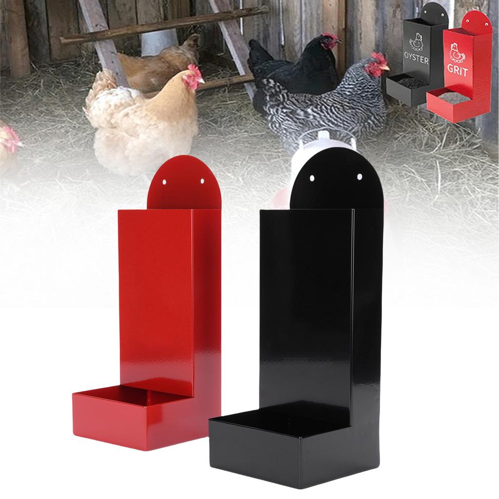 Chicken Feeder Set Carbon Steel Chicken Oyster Shell and Grit Feeder Poultry Feeding Container for Chicken Coop Accessories