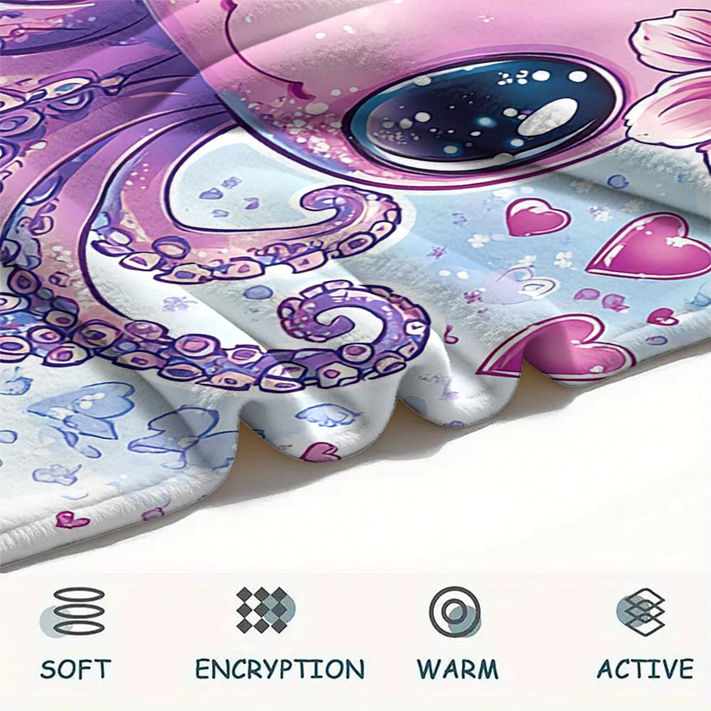 Octopus Print Flannel Blanket, High quality Comfortable for All Seasons, Home Decor, Warmth and Comfort, Perfect for Christmas Gifts