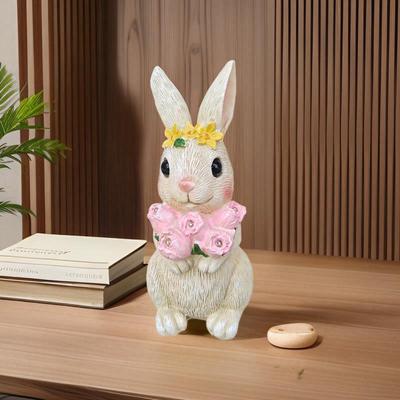 TEMU Solar Rabbit Garden Statue - Outdoor Resin Landscape Decoration Night Light