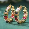 Fashion Classic Circle Hoop Earrings For Women Colorful Synthetic Zircon Crystal Ear Buckle Wedding Jewelry Gift