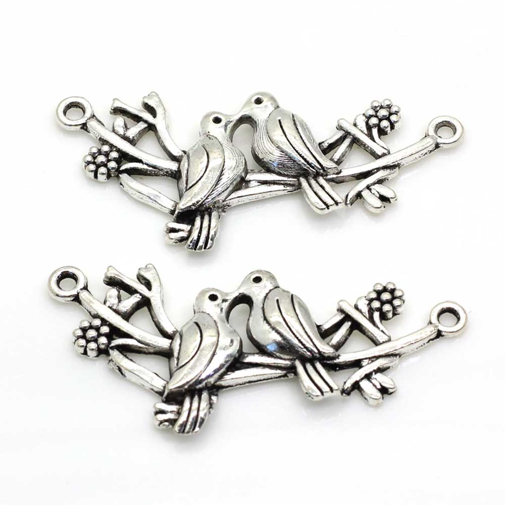 Antique Silver Plated Charms Love Bird Pendants Cowboy Hat, Birds, Feather,Plane Alloy Connector Charm Bird Vintage
