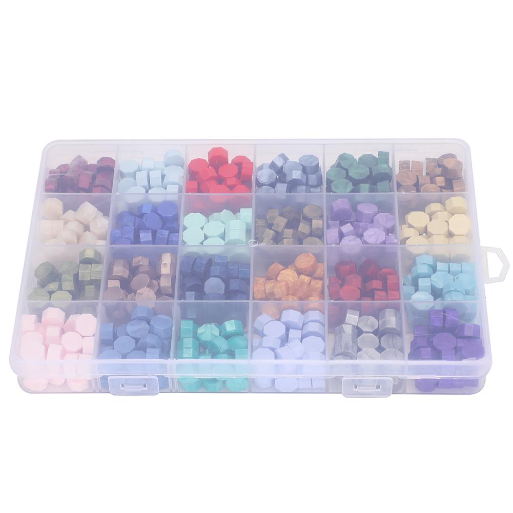 Sealing Wax Beads Set Retro 24 Colors Octagon Shape Wax Seal Stamp DIY Handicrafts Tools