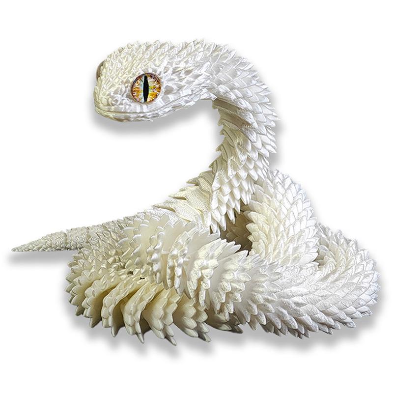 Articulated Snake Figure, 3D Printed Bush Viper Creature, Dragon Snake Inspired Joint Mobility Statue, Home Ornament