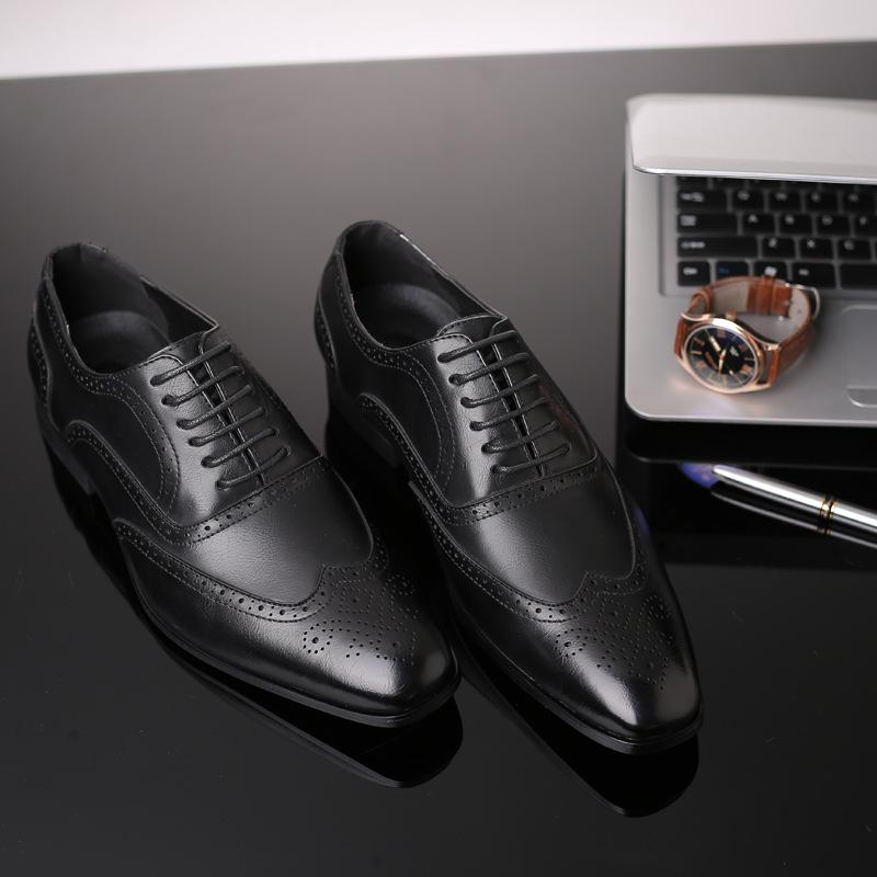 New Large Size Men's Retro Business Dress Fashion Leather Shoes British Casual Single Shoes Brock Trendy Shoes Men's Single Shoes