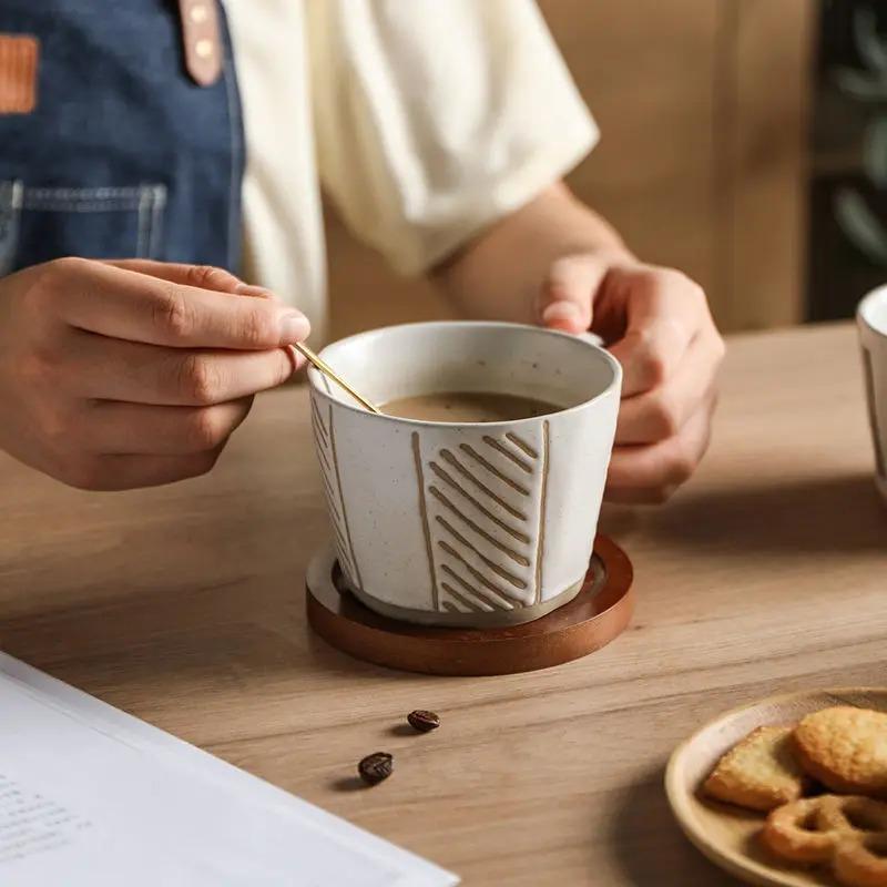 350ml Retro Ceramic Coffee Mug Milk Tea Cup Creative Irregular Design Porcelain Mug Oatmeal Breakfast Mug Water Cup Drinkware