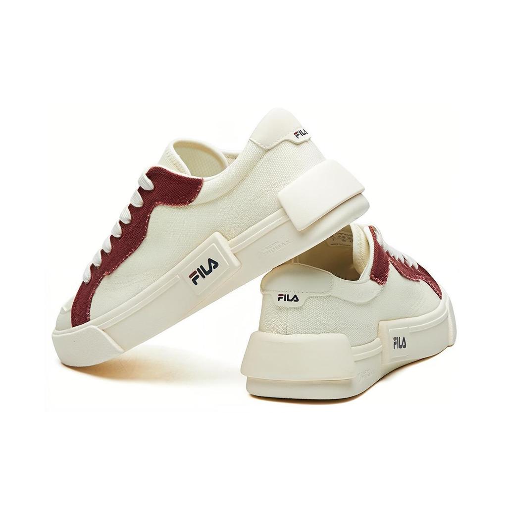 FILA Fusion Pop Canvas Patchwork Sole Casual Shock Absorbing Durable Lightweight Low Top Skate Shoes Women sneaker White Red Green T12W125107FGF