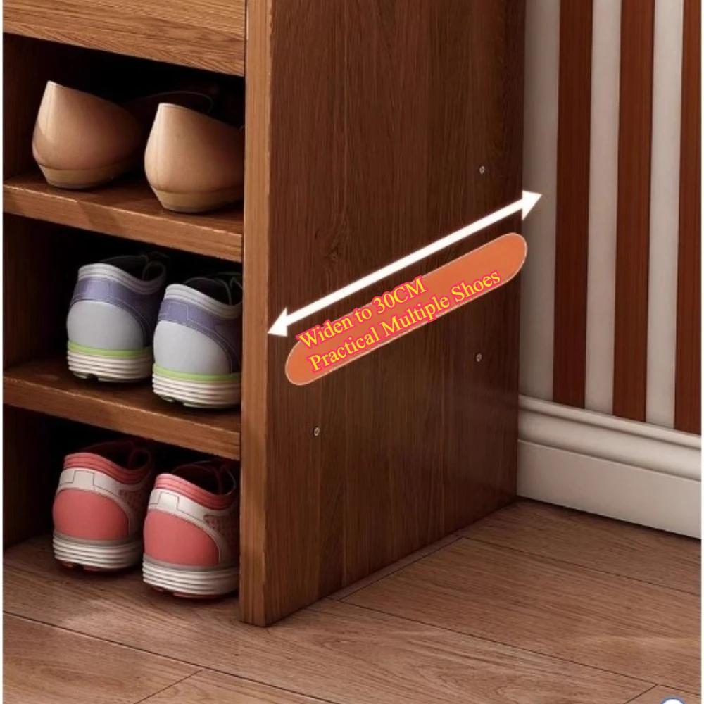 Convenient Shoe Changing Cabinet Integrated Entrance Shoe Bench Simple Solid Wood Shoe Cabinet Multi-layer Simple Shoe Cabinet