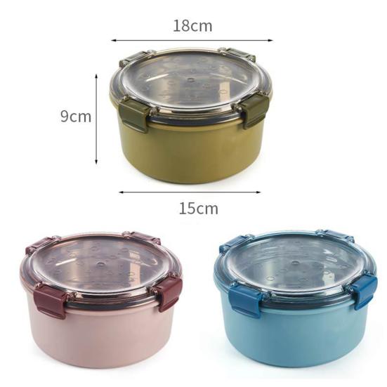 1000ml Round Stainless Steel Bento Lunch Box Leakproof Food Container with Lid