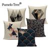 Geometric Black Blue Cushion Cover Stripe Textile Decor Throw Pillows Covers 45Cmx45Cm Square Sofa Bed Throw Pillow Cover