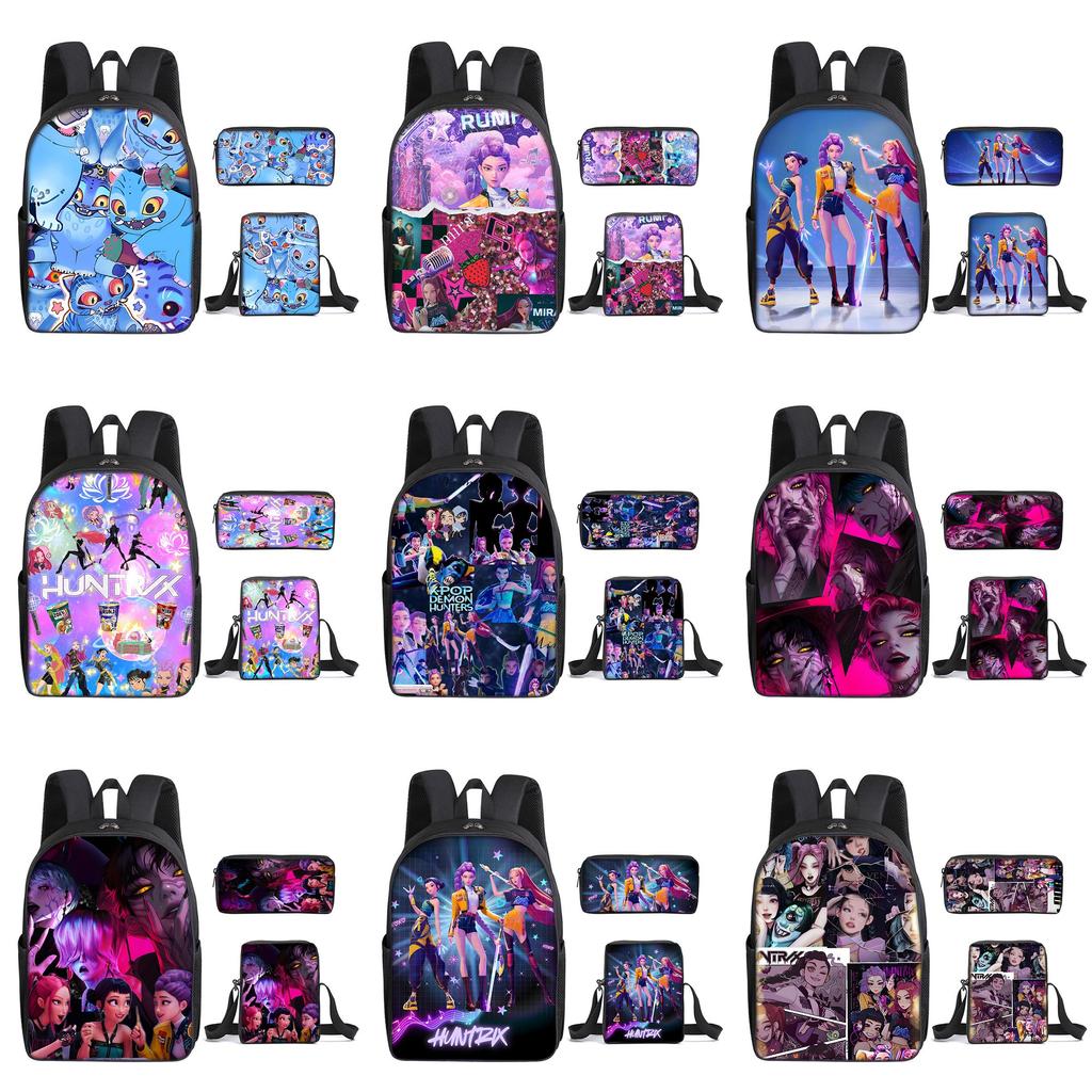 Kpop Demon Hunters School Backpack Set With Oxford Fabric And Air Cushion Straps For Students