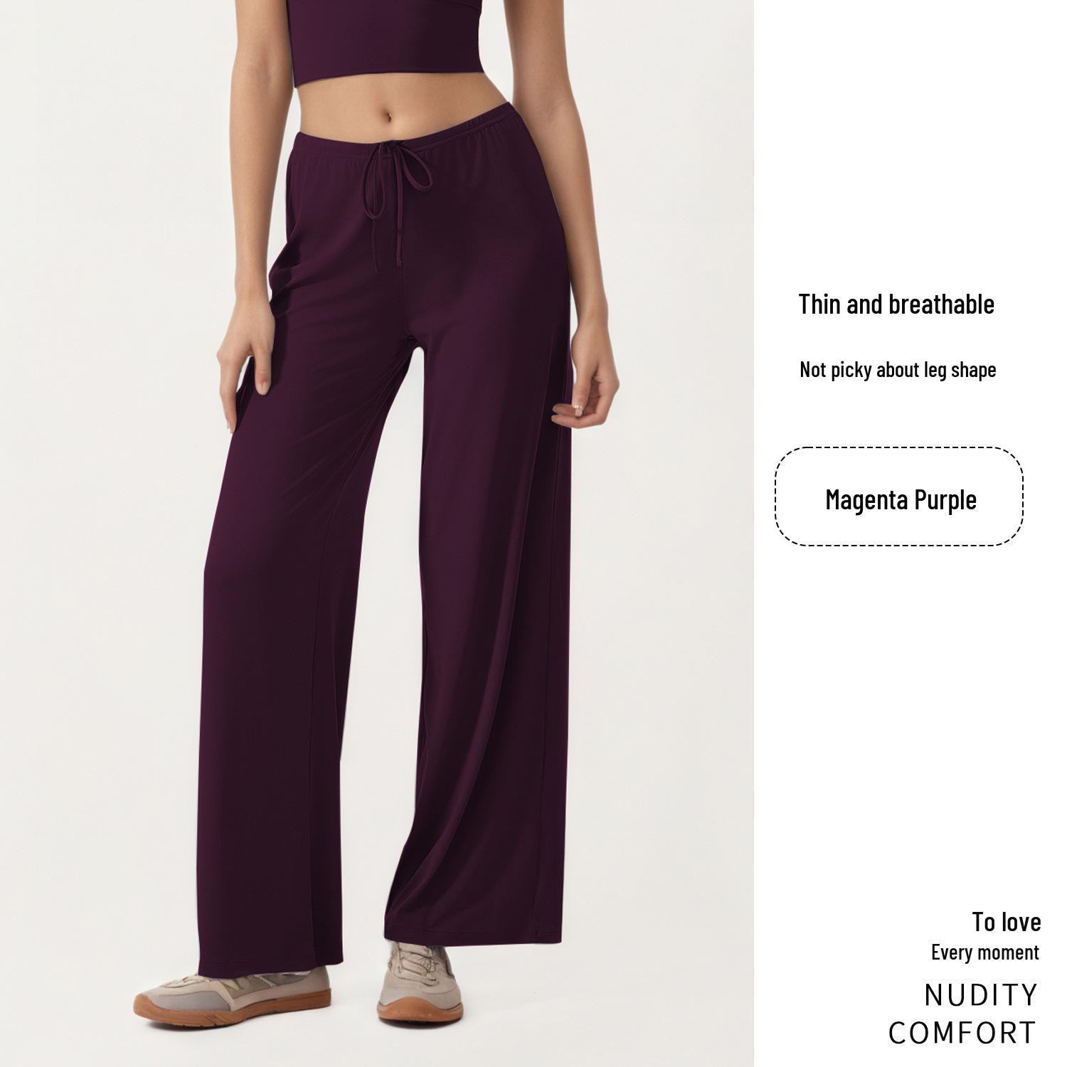 

Широкие антибактериальные брюки для йоги для женщин - Летние прохладные, свободного кроя, стройнящие, длинные спортивные штаны для бега и фитнеса. L