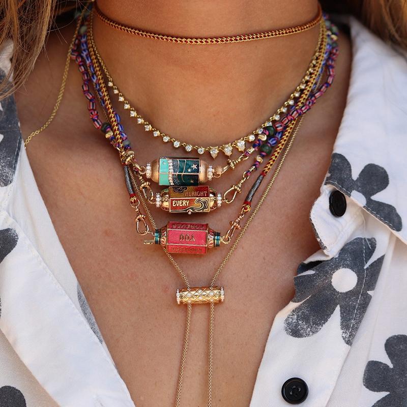 Retro Colored Stainless Steel Pendant Necklace For Women Handmade Braided Rope Chain Jewelry Accessories