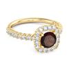 Granat Runder Kissen Halo Ring - 925 Sterling Silber Gold Vermeil